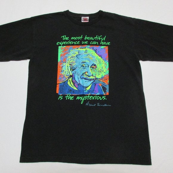 Vintage Albert Einstein T-Shirt Men's Size Medium Black Made in USA - Picture 1 of 7